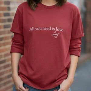 All You Need Is Self Love Embroidered Sweatshirt Large 22.5”